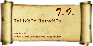 Tallér István névjegykártya