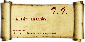 Tallér István névjegykártya